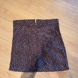 Jennifer Moore Brown floral wide leg pants with back elastic band 6P